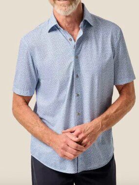 johnnie-O Short Sleeve Hangin' Out Knit Button Down Shirt - Waylan Maliblu NWOT